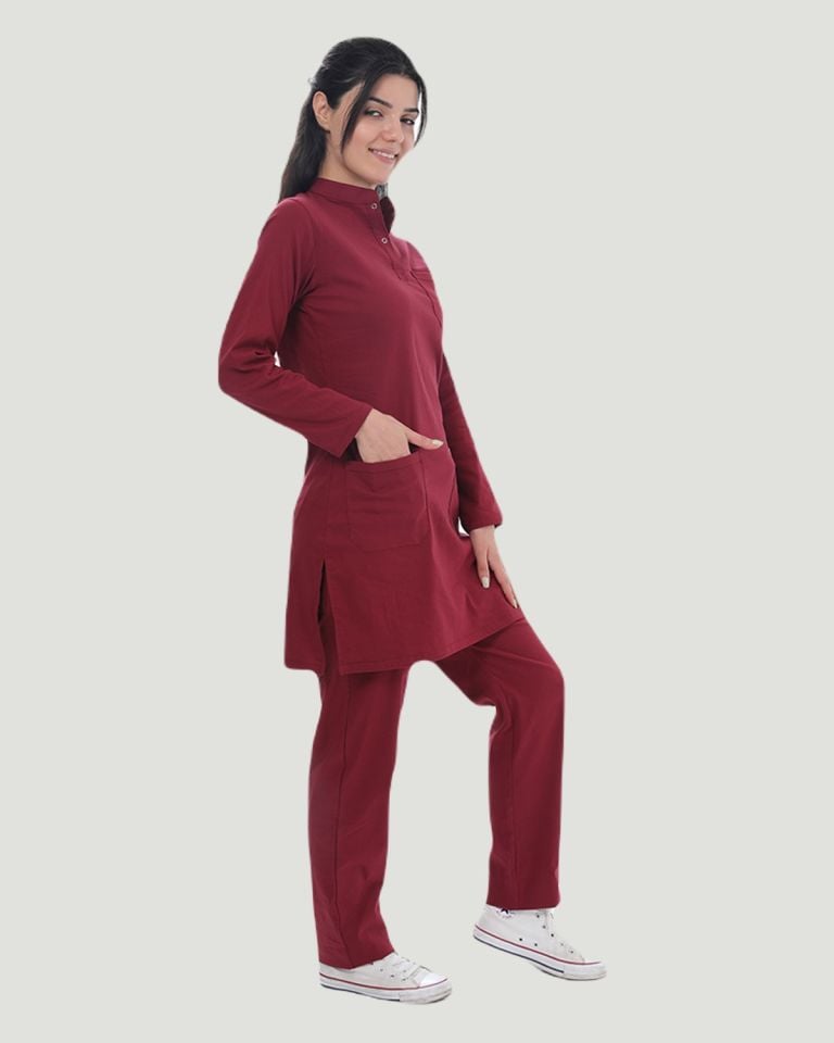 U-FLEX LİKRALI TESETTÜR CERRAHİ FORMA TAKIM M - Bordo