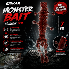 Oskar Monster Bait Silikon 7cm Simli Kırmızı 5 Adet