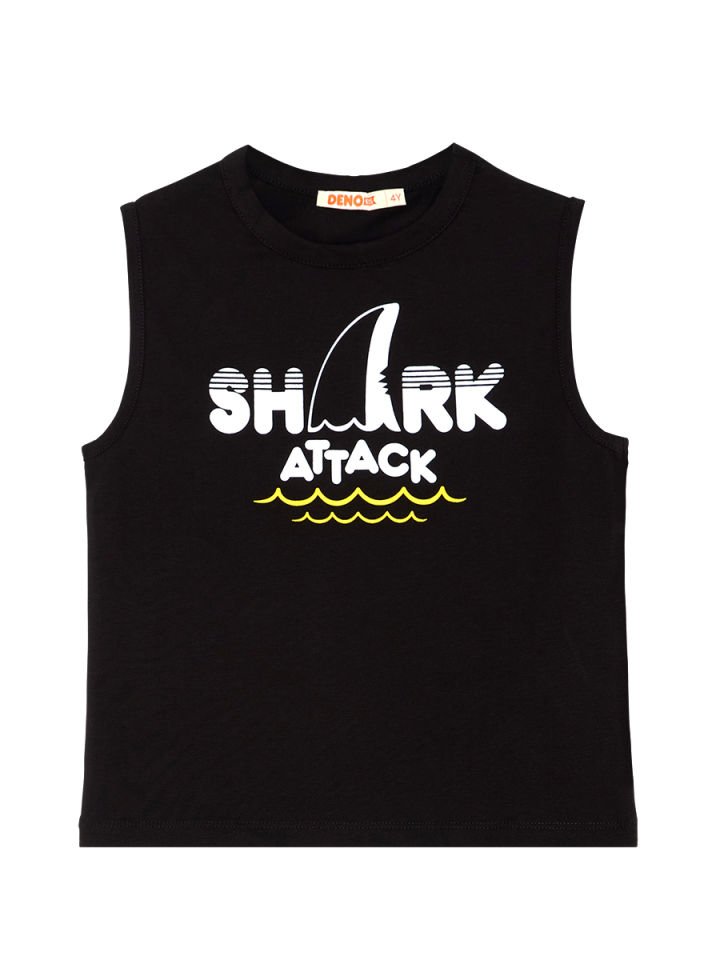 Shark Attack Erkek Çocuk T-shirt Kapri Şort Takım 5 Y - Siyah, Gri