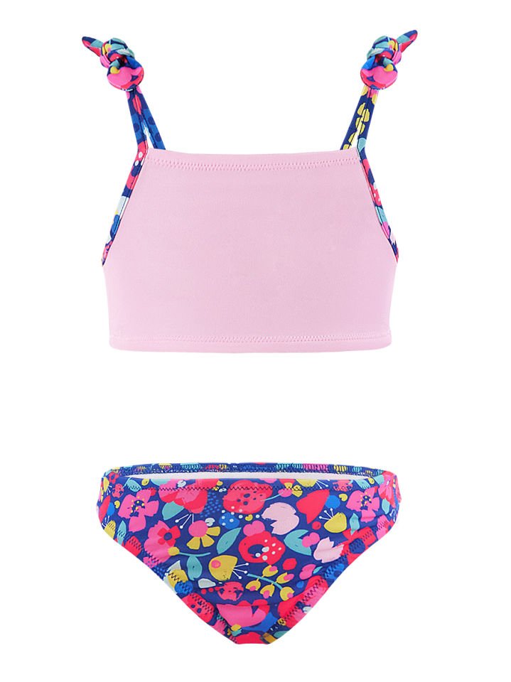 Çiçekli Kedi Kız Çocuk Bikini 4-5 Y - Pembe, Lacivert