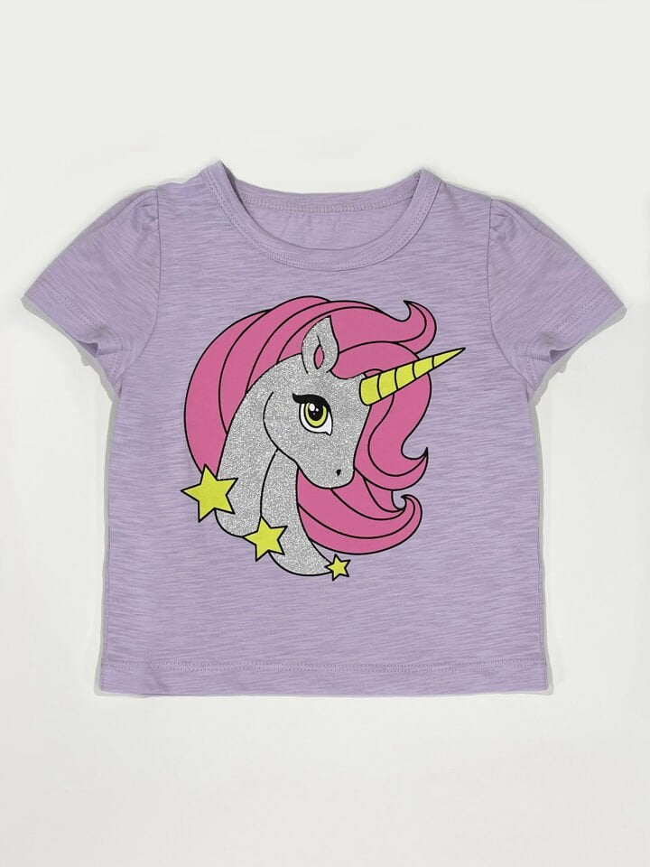 Unicorn Lila Kız Çocuk T-shirt 7 Y - Lila