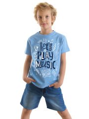 Let's Play Erkek Çocuk T-shirt Denim Şort Takım 5 Y - Mavi