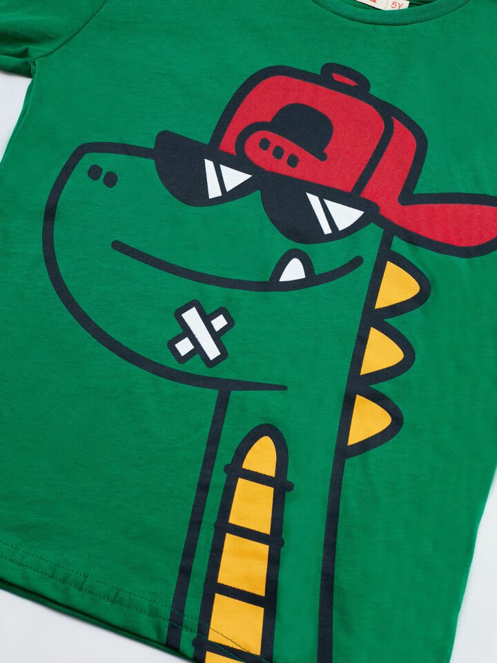 Gözlüklü Dino Erkek Çocuk T-shirt Pantolon Takım 8 Y - Lacivert, Yeşil