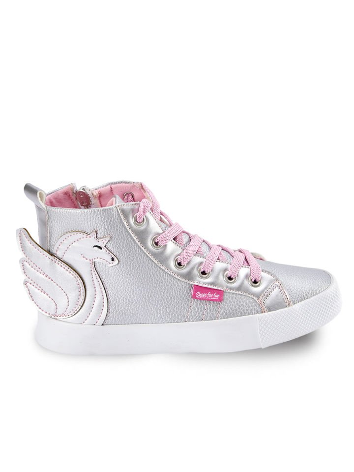 Kanatlı Unicorn Gümüş Kız Çocuk Sneakers 34 N - Gri