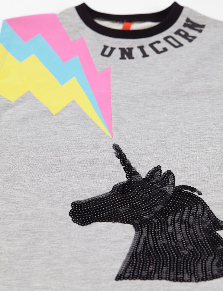 Gri Unicorn Kız Çocuk Elbise 4 Y - Gri