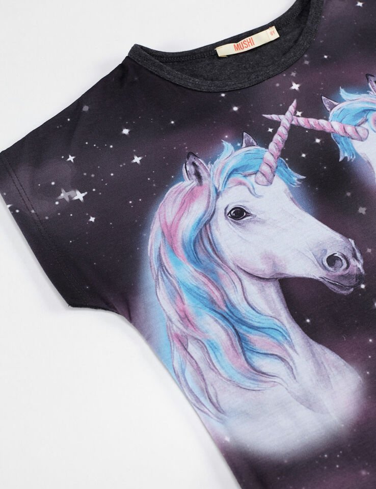 Twin Unicorn Kız Çocuk Tunik Tayt Takım 5 Y - Pembe Gri