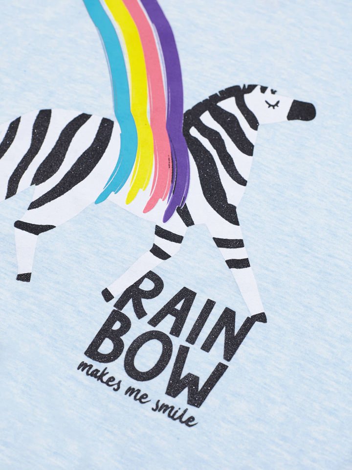 Rainbow Zebra Kız Çocuk T-shirt Tayt Takım 3 Y - Mavi Pembe