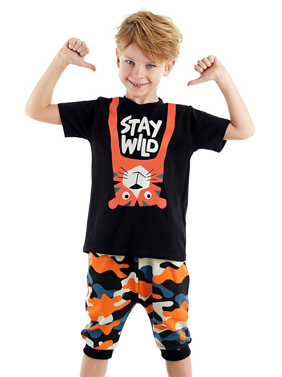 Stay Wild Erkek Çocuk T-Shirt Kapri Şort Takım