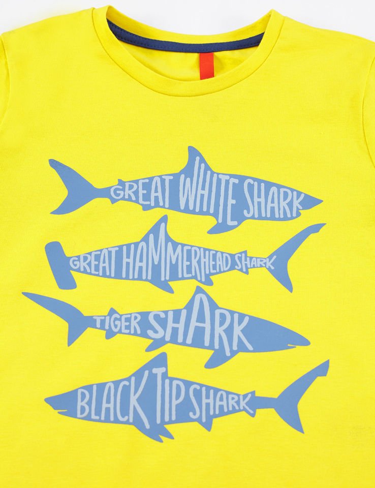 Sharks Erkek Çocuk T-shirt Şort Takım 5 Y - Sarı lacivert