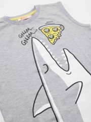 Pizzacı Köpekbalığı Erkek Çocuk T-shirt Şort Takım 6 Y - Gri