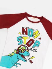 Dino Music Erkek Çocuk T-shirt Kapri Şort Takım 5 Y - Beyaz, Bordo, Siyah