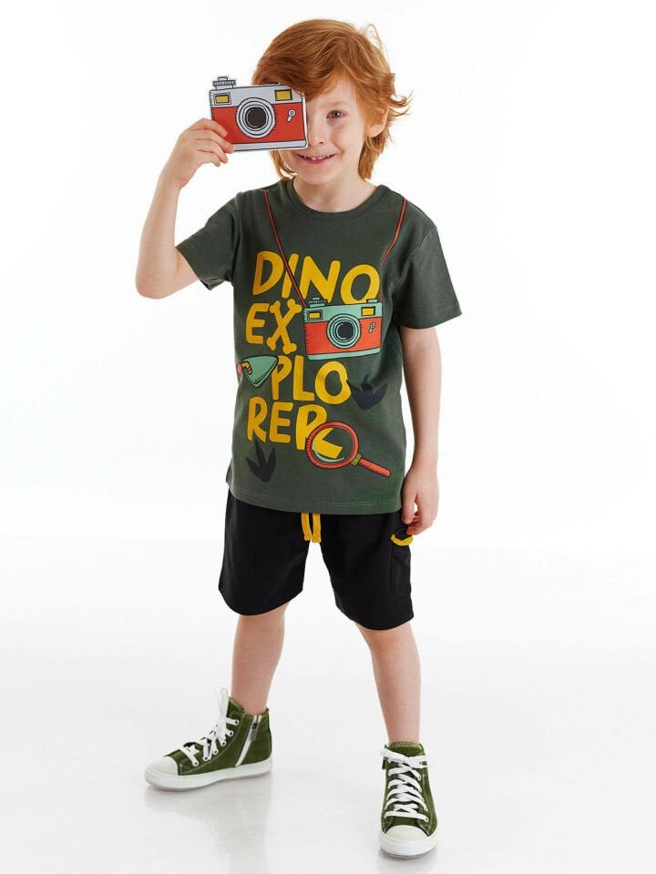 Dino Explorer Erkek Çocuk T-shirt Şort Takım