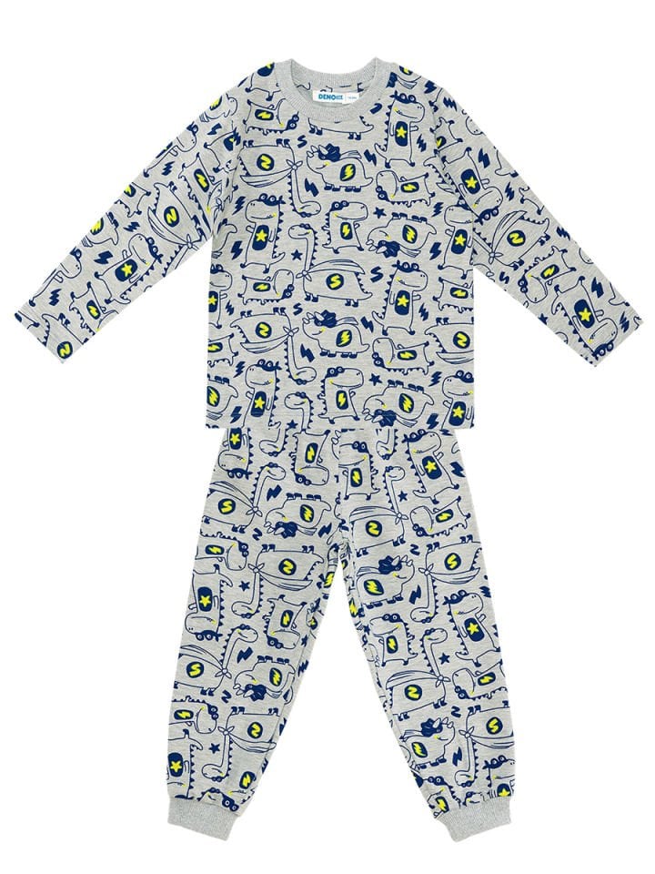 Süper Dino Erkek Bebek Gri Pijama Takımı 6-12 M - Gri