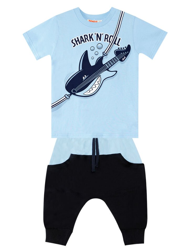 Shark'n Roll Erkek Çocuk T-shirt Kapri Şort Takım