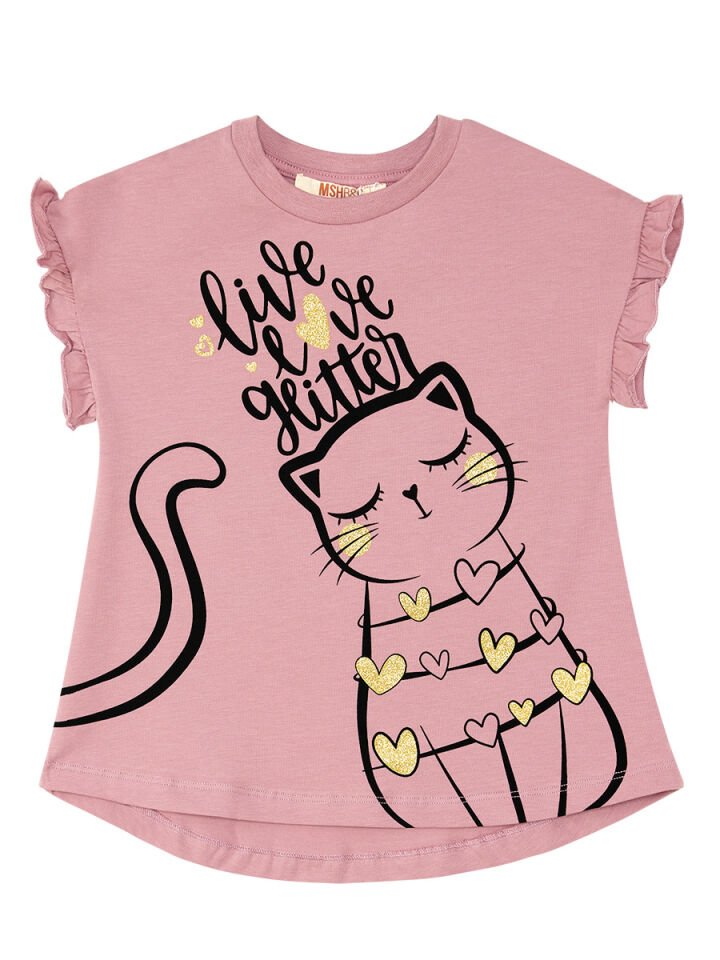 Love Cat Kız Çocuk T-shirt Tayt Takım 5 Y - Pembe, Siyah