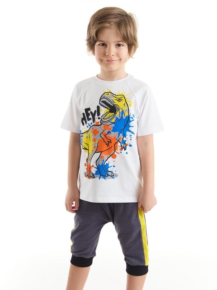 Dino Splash Erkek Çocuk T-shirt Kapri Şort Takım