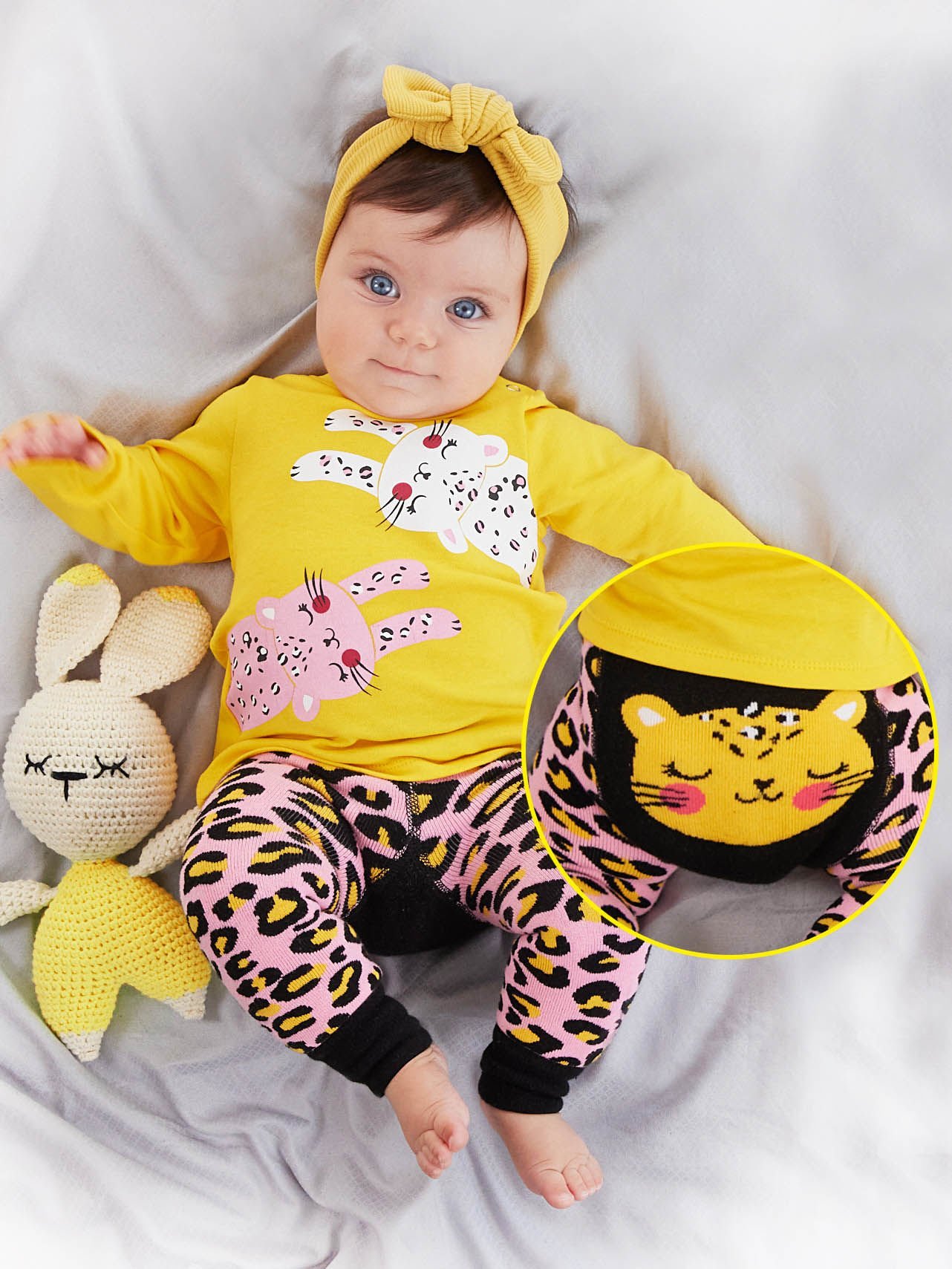 Leopar Kız Bebek T-shirt Tayt-Pantolon Takım