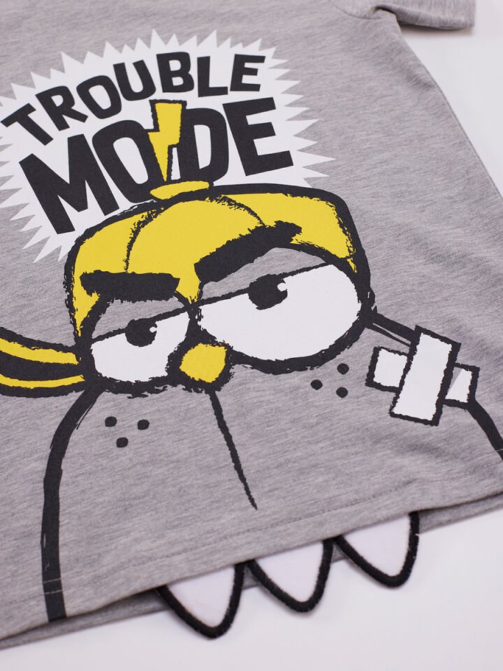 Trouble Erkek Çocuk T-shirt Şort Takım 2 Y - Gri, Sarı