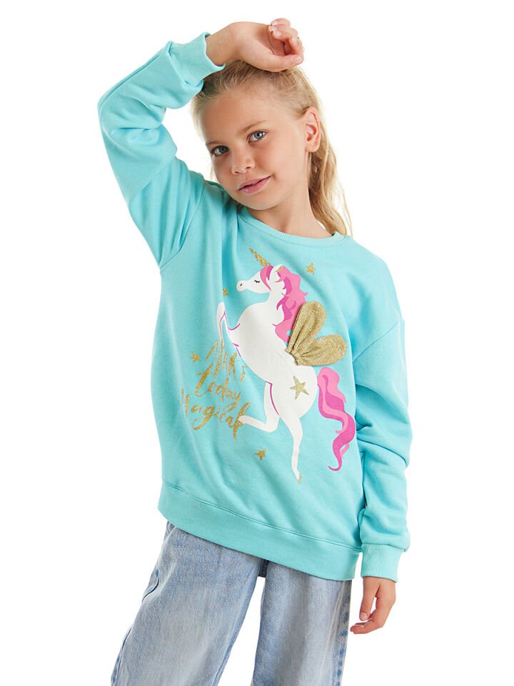 Unicorn Kız Çocuk Mint Sweatshirt 5 Y - Turkuaz