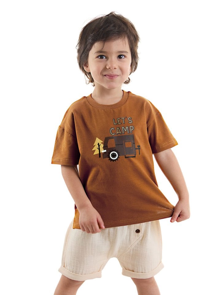 Erkek Bebek Çocuk Müslin Şort T-shirt Takım