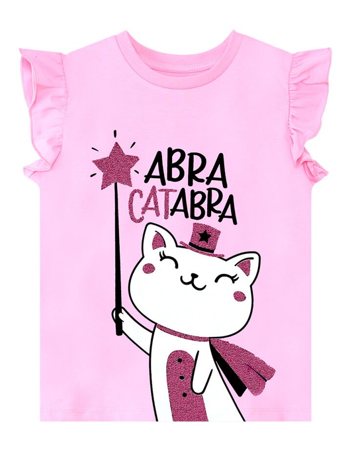 Abra Catabra Kız Çocuk T-Shirt Şort Takım 4 Y - Pembe, Siyah