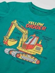 Yellow Digger Erkek Çocuk T-shirt Kapri Şort Takım 9 Y - Yeşil, Lacivert