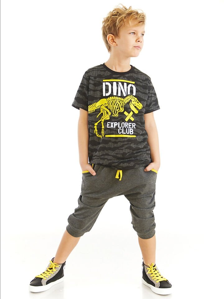 Dino Explorer Erkek Çocuk T-shirt Kapri Şort Takım