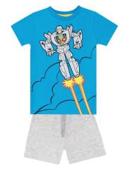 Robot Erkek Çocuk T-shirt Şort Takım 7 Y - Mavi, Gri