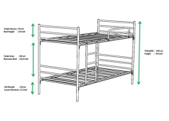 Linda 90x190 Ve 90x200 Yatak Ölçülü Şantiye Apart Otel Personel Yurt Metal Ranza