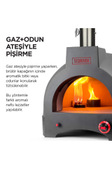 Hybrid 66 Gazlı Ve Odun Ateşli Taş Fırın - Gri - Pizza, Pide, Lahmacun, Ekmek, Güveç Taşfırını