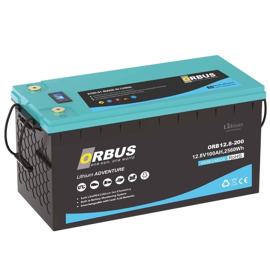 Orbus 12.8 V Volt 200 Ah Amper 2560 Wh Lityum Batarya Lifepo4 Lityum Akü