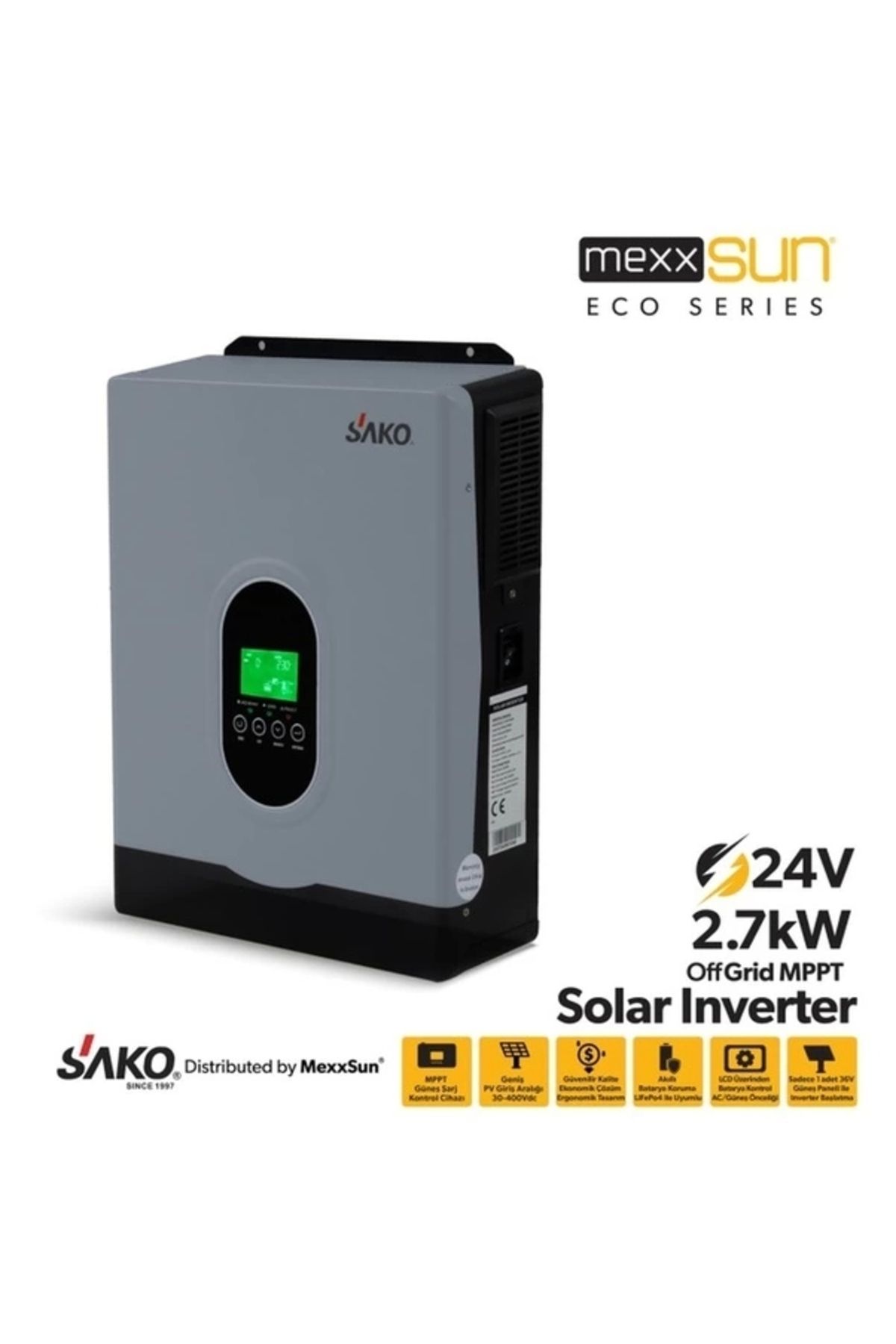 Sako E-sun 24 Volt 2.7 Kw Tam Sinüs Mppt Akıllı İnverter 450 Vdc