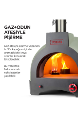 Hybrid 66 Gazlı Ve Odun Ateşli Taş Fırın - Yeşil - Pizza, Pide, Lahmacun, Ekmek, Güveç Taşfırını