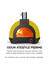 Hybrid 66 Gazlı Ve Odun Ateşli Taş Fırın - Sarı - Pizza, Pide, Lahmacun, Ekmek, Güveç Taşfırını