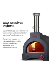 Hybrid 66 Gazlı Ve Odun Ateşli Taş Fırın - Sıyah - Pizza, Pide, Lahmacun, Ekmek, Güveç Taşfırını