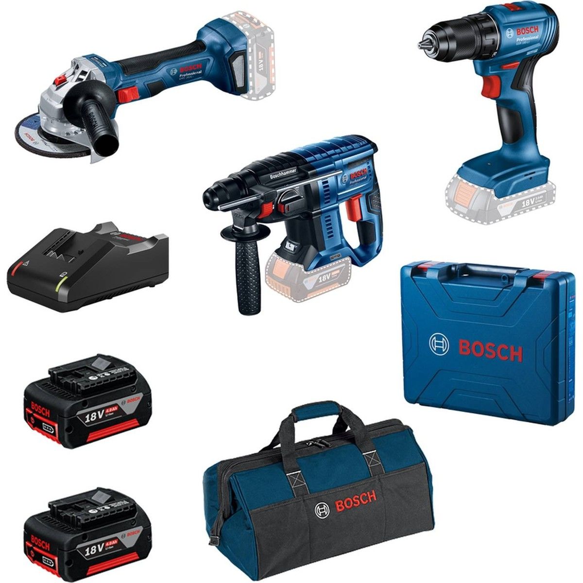 Bosch Professional Gsr 185-LI + Gws 180-LI + Gbh 180-LI 2X4.0AH Akülü Kombo Kit - 0615990N1Y