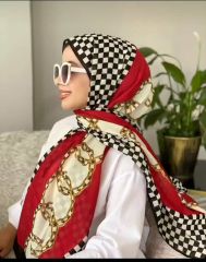 AKER SPORT PAMUKLU ŞAL SİYAH KIRMIZI 7925-912