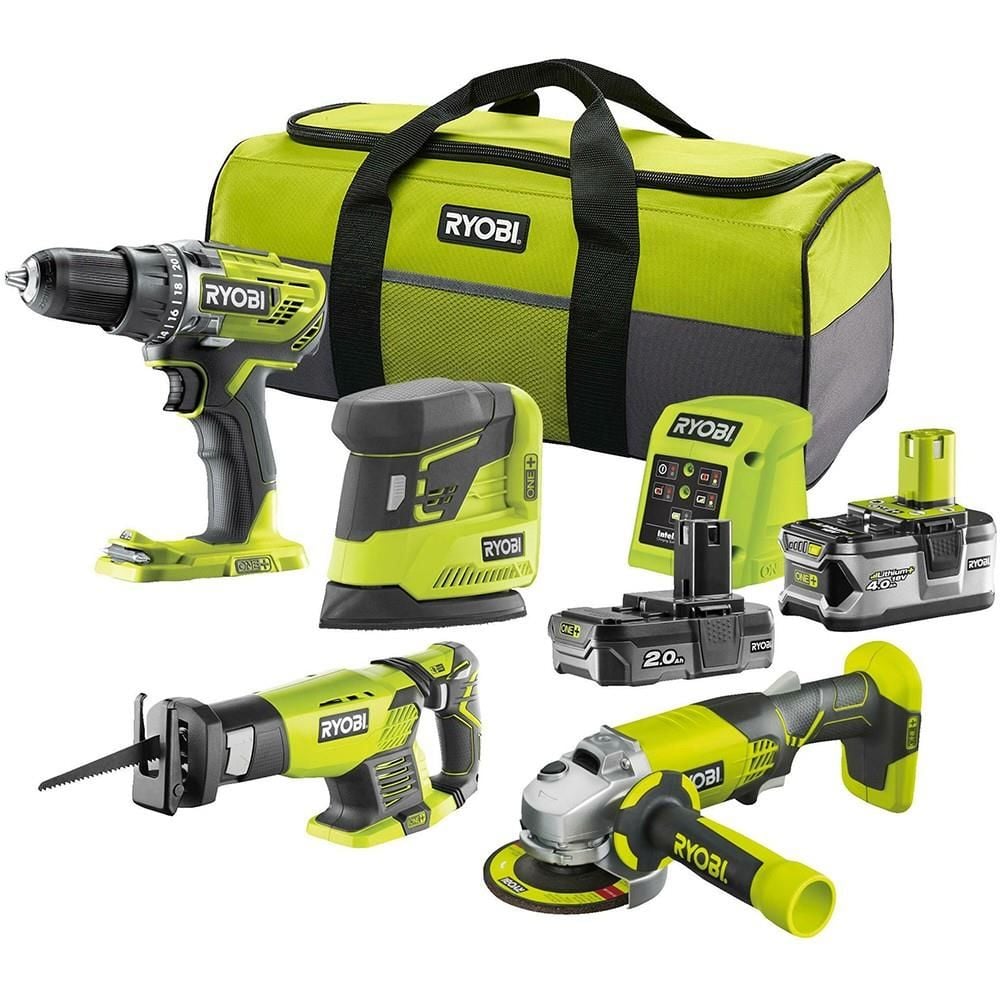 RYOBİ R18CK4E-242S ONE+ 4'Lü Kombo Kit (R18DD3+R18AG+R18PS+RRS1801 + 1X4.0Ah+1X2.0Ah + Şarj Cihazı) (5133004757)
