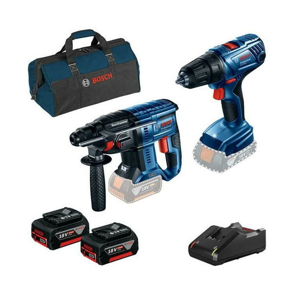 BOSCH GBH 180 Akülü Kırıcı Delici + GSR 180 Akülü Vidalama (2x4.0Ah) Akülü Set Bez Çantalı (0 615 990 M31)