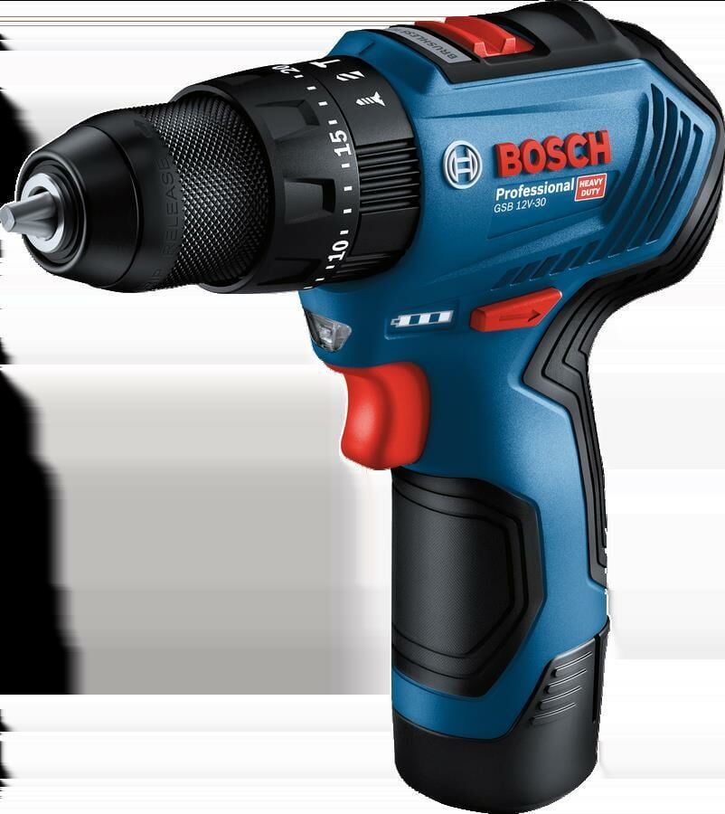 BOSCH GSB 12V-30 + 39 Parça Vidalama Seti 2x2.0Ah (0 601 9G9 101)