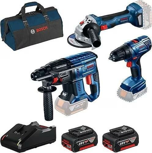 BOSCH GBH 180-Li + GSR 180-Li + GWS 180-Li + Raf Bag Takım Çantalı Set (2x4.0Ah)