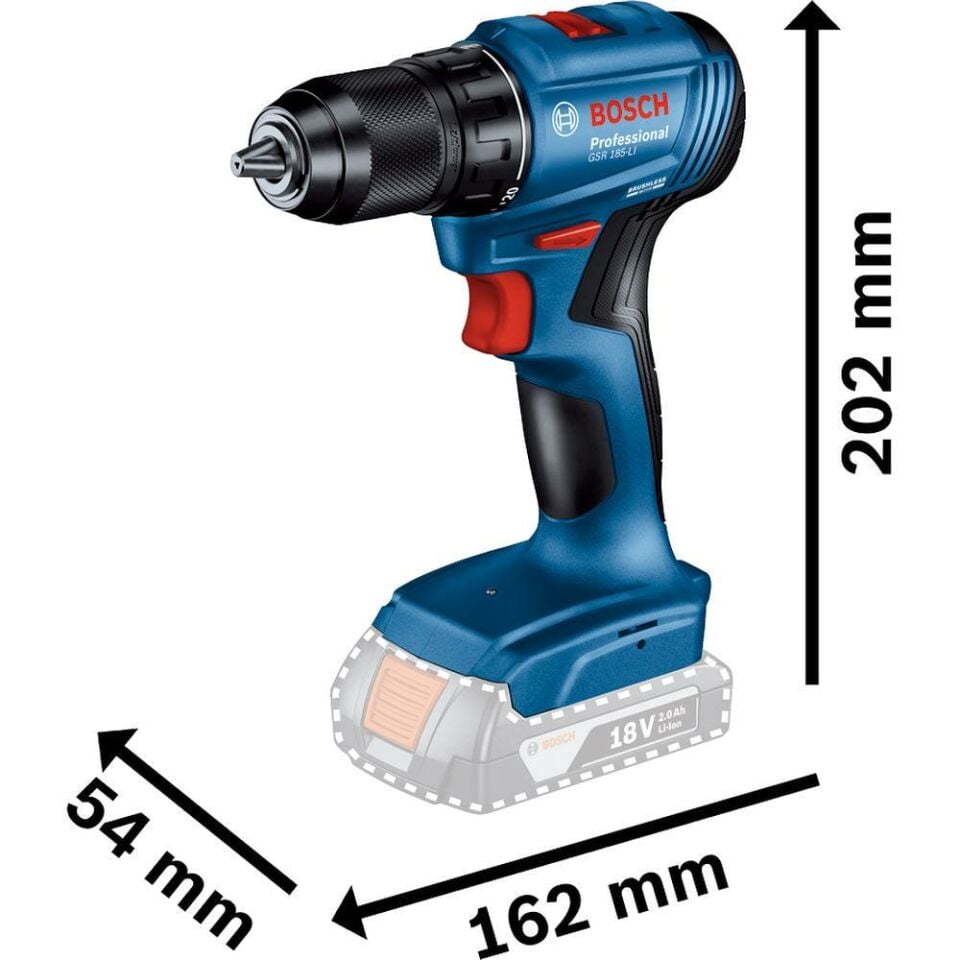 BOSCH GSR 185-Li Akülü Delme Vidalama (Akü Dahil Değildir.) (0 601 9K3 003)