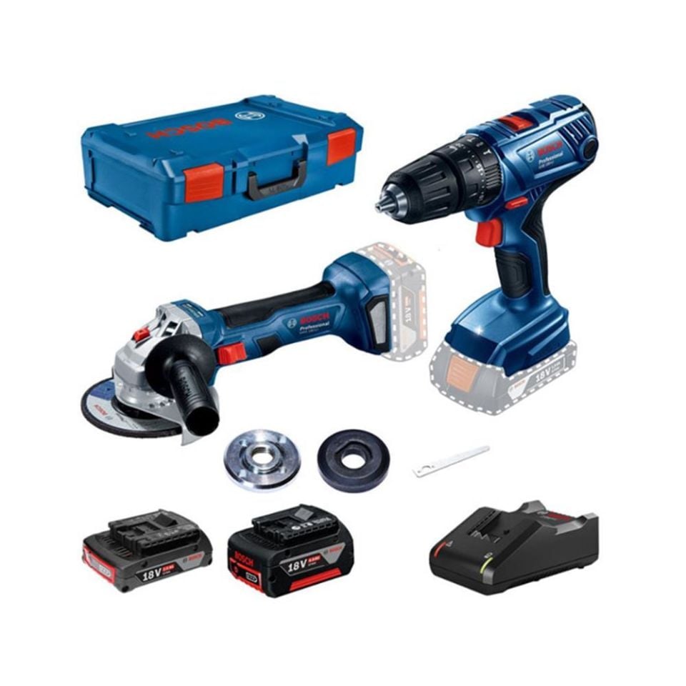BOSCH GWS 180-Li Akülü Taşlama + GSB 180-Li Akülü Darbeli Matkap + 1x2.0Ah 1x4.0Ah Akü + Şarj Cihazı Set (0 615 990 M36)