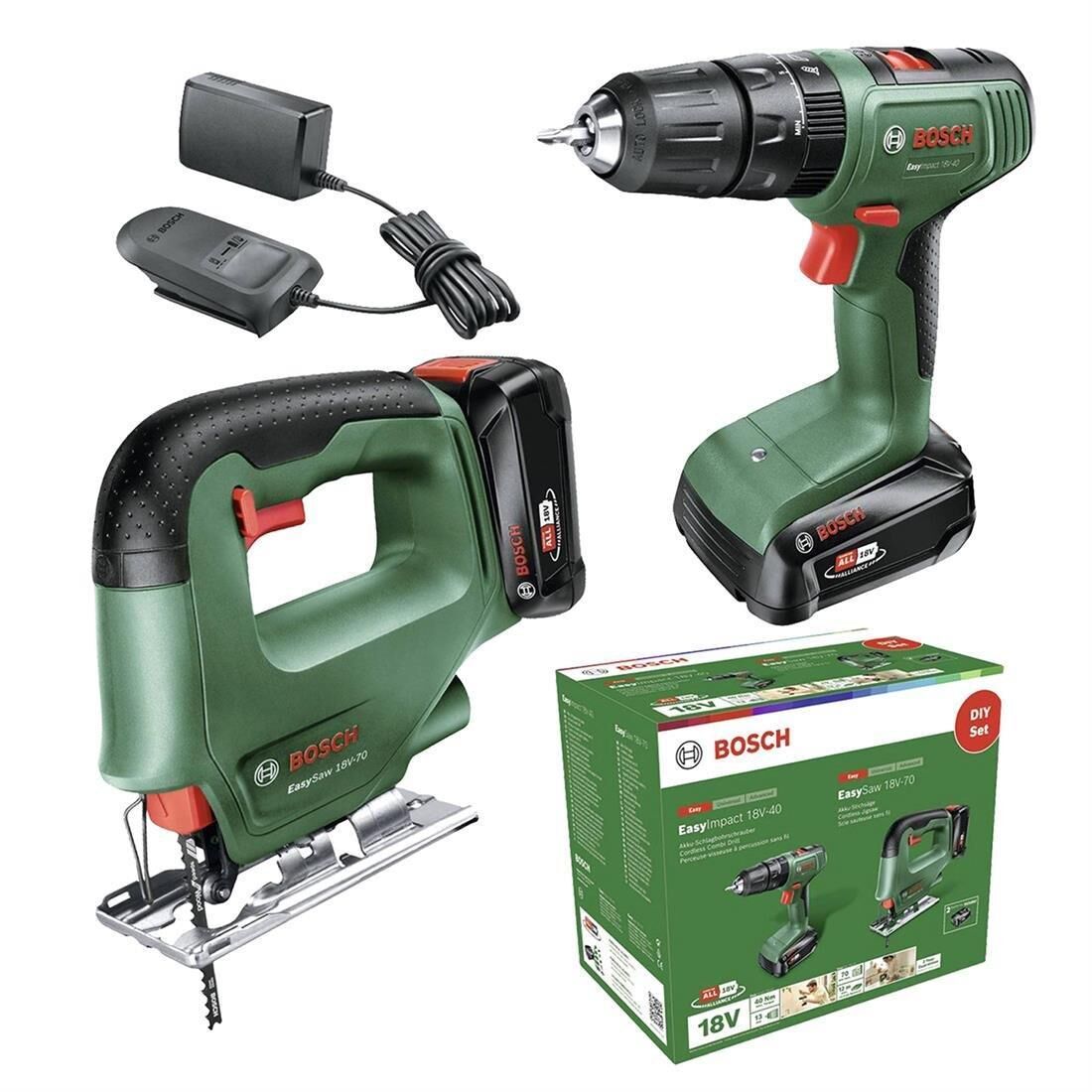 Bosch Dıy Easyımpact 18V-40 + Easysaw 18V-7 Vidalama Ve Dekupaj Seti (0 603 9D8 10A)