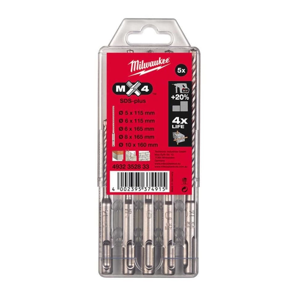 MİLWAUKEE Sds-Plus Matkap Uç Seti 5 Parça Mx4 Seri 5Mm-10Mm (4932352833)