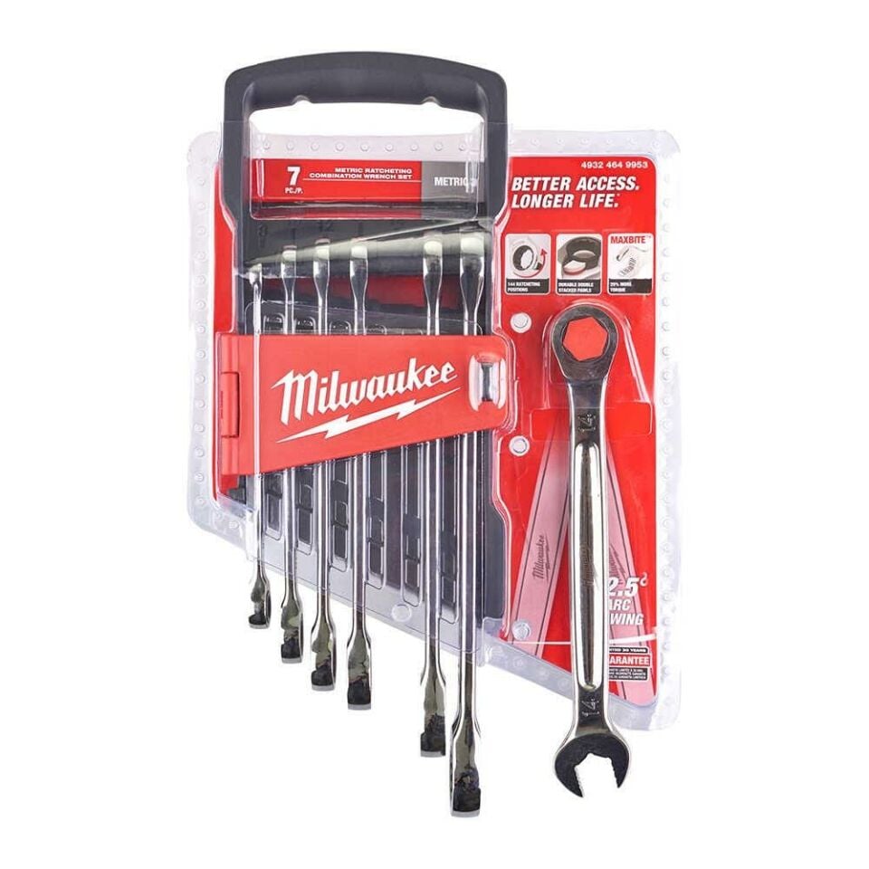 MİLWAUKEE Kombine Anahtar Seti Cırcırlı 7 Parça Max Bıte (4932464993)