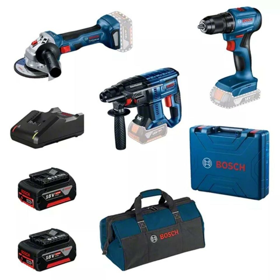 BOSCH GSR 185-Li + GWS 180-Li + GBH 180-Li 3'lü Set (0 615 990 N1Y)