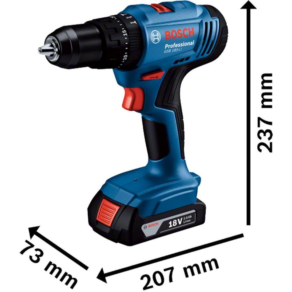 BOSCH GSB 183-Li Akülü Darbeli Vidalama Makinesi 2x2.0Ah (0 601 9K9 100)