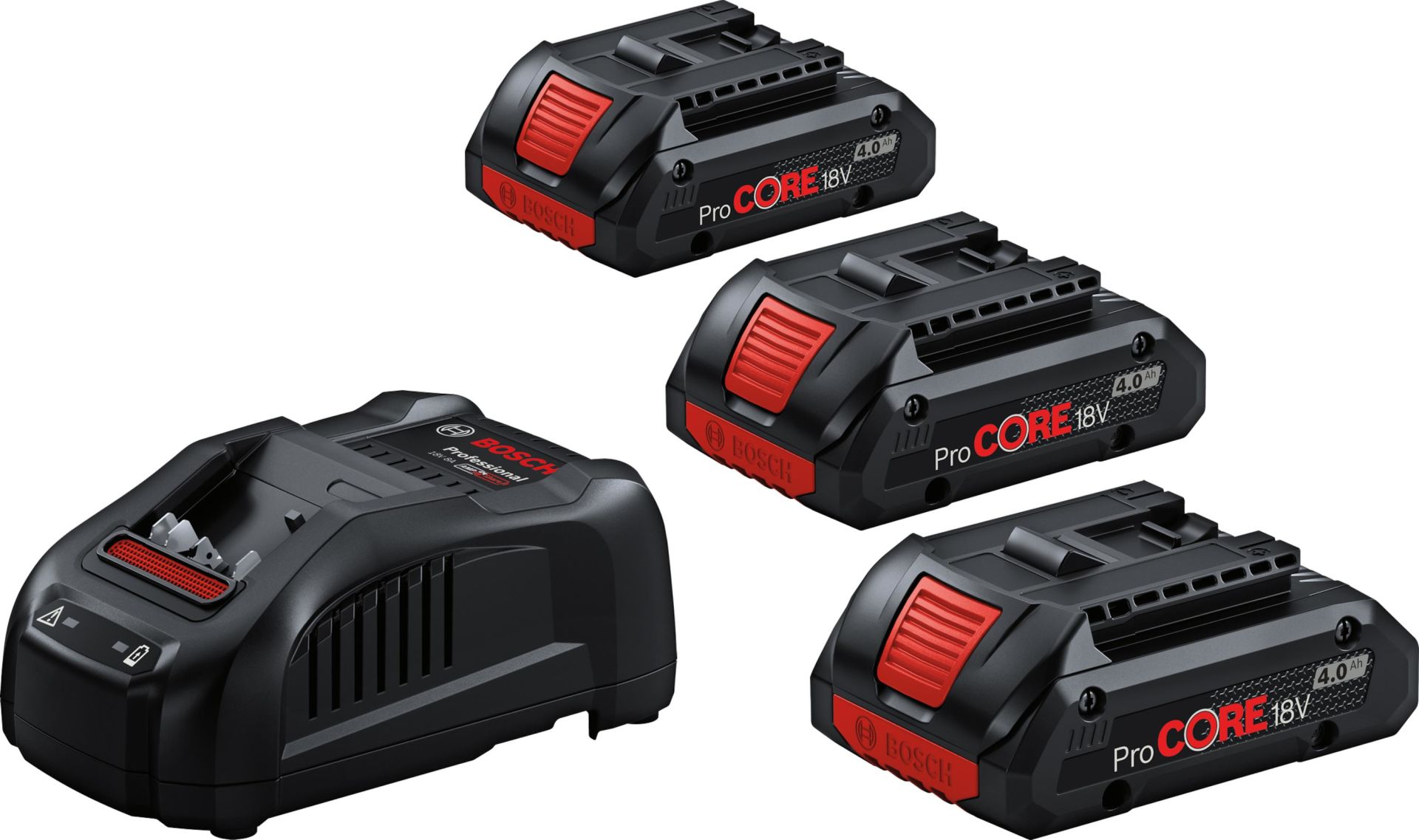 BOSCH PROCORE Akü ve Şarj Cihazı Seti 3x4.0Ah Gba 18V Akü + Gal 1880 Cv (0 615 990 N2G)