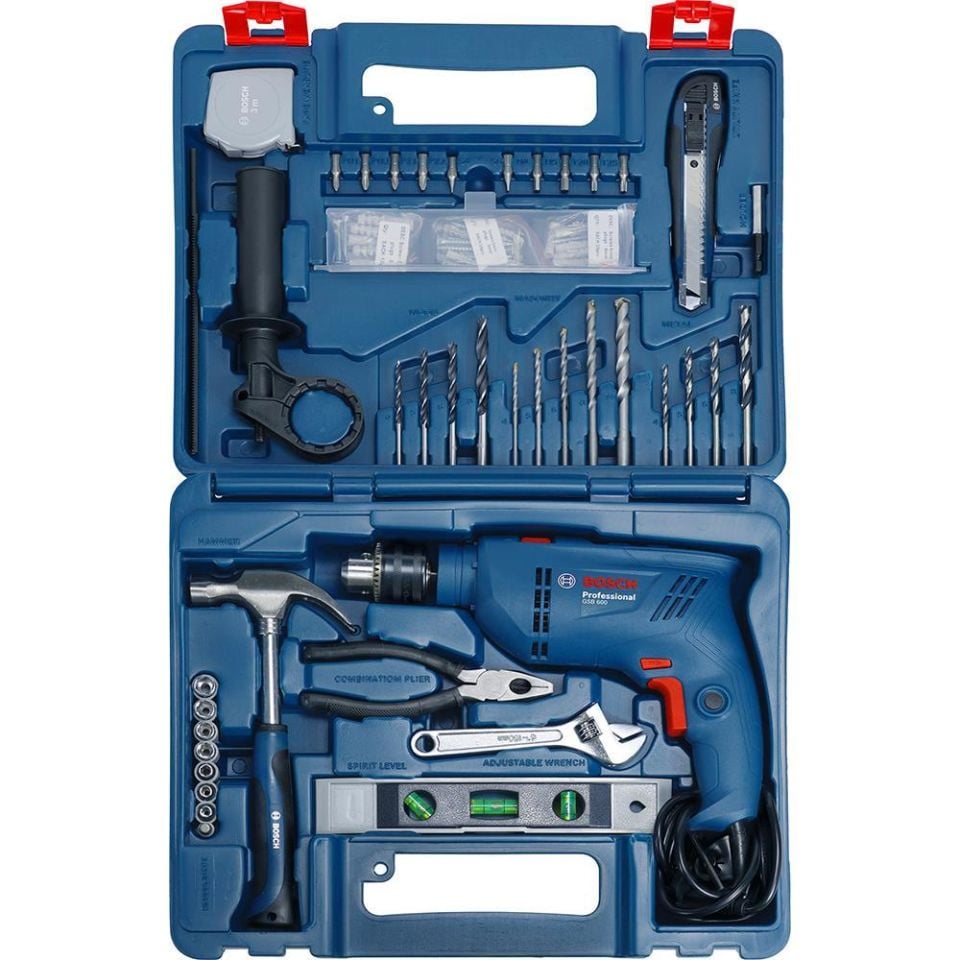 BOSCH GSB 600 Darbeli Matkap + 100 Parça Aksesuar (0 601 1A0 321)